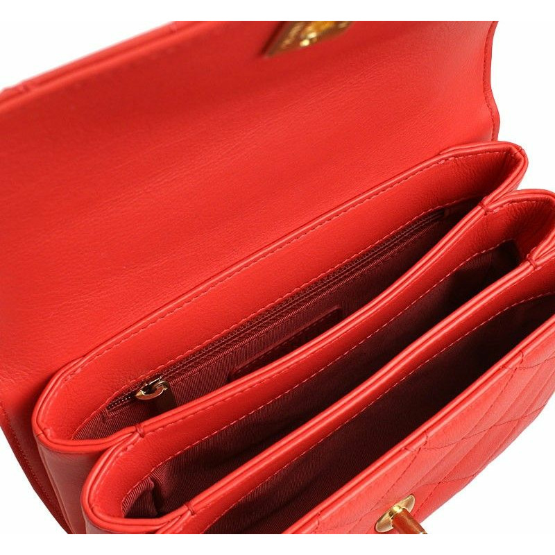 【包稅】CHANEL 霧面金珊瑚紅手提斜背包 28-4