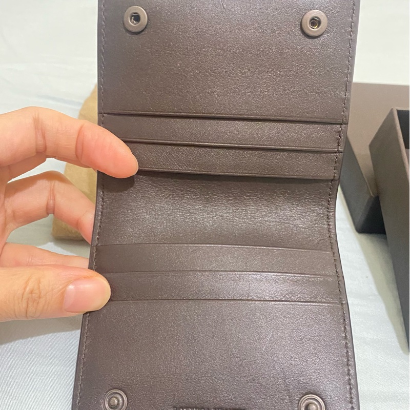 BOTTEGA VENETA 經典編織折疊卡片夾 咖啡色 全新-3