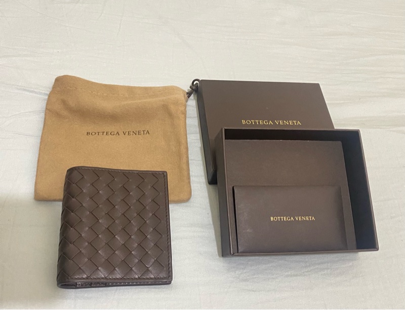 BOTTEGA VENETA 經典編織折疊卡片夾 咖啡色 全新-4