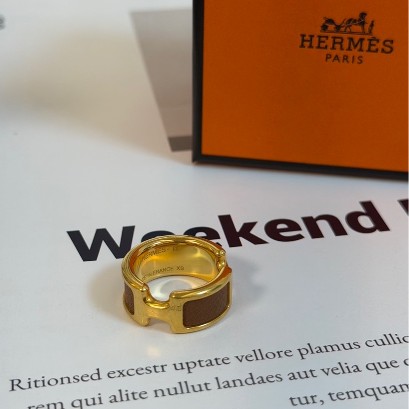 激甜分享價✨愛馬仕Hermès Olympe戒指金棕色PM-4