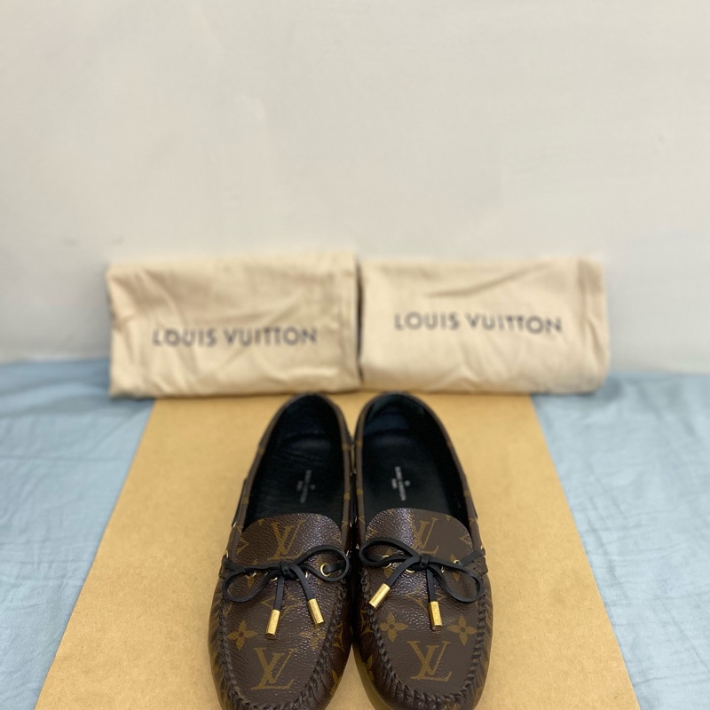 Louis Vuitton 路易威登 老花 綁帶豆豆休閒鞋 女鞋 37號 95新-0