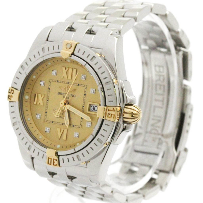 百年靈 Cockpit Lady 18K 金鋼女錶 B71356 拋光-1