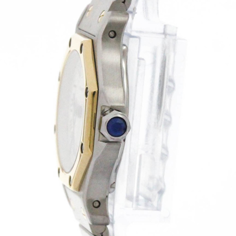 卡地亞 Santos 八角形 18K 金精鋼石英女錶 187903 拋光-3