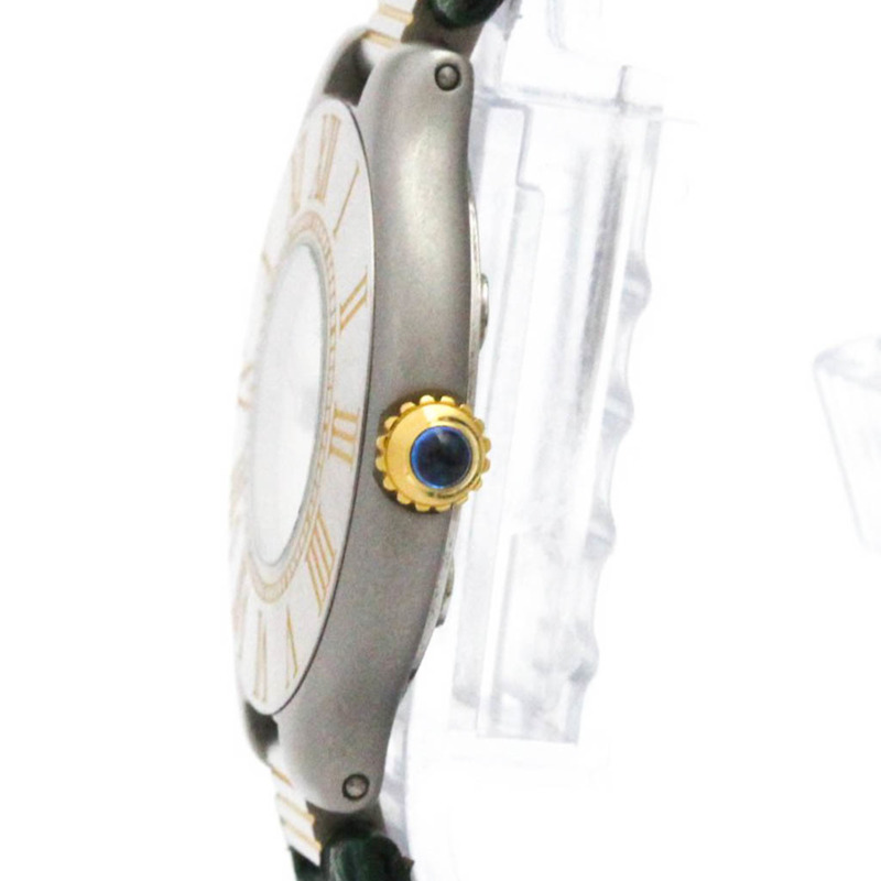 卡地亞 Must 21 鍍金精鋼皮革石英女士腕錶-3