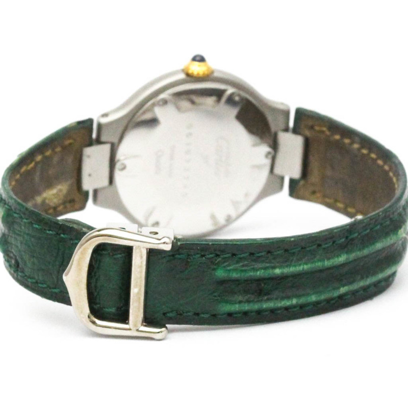 卡地亞 Must 21 鍍金精鋼皮革石英女士腕錶-4