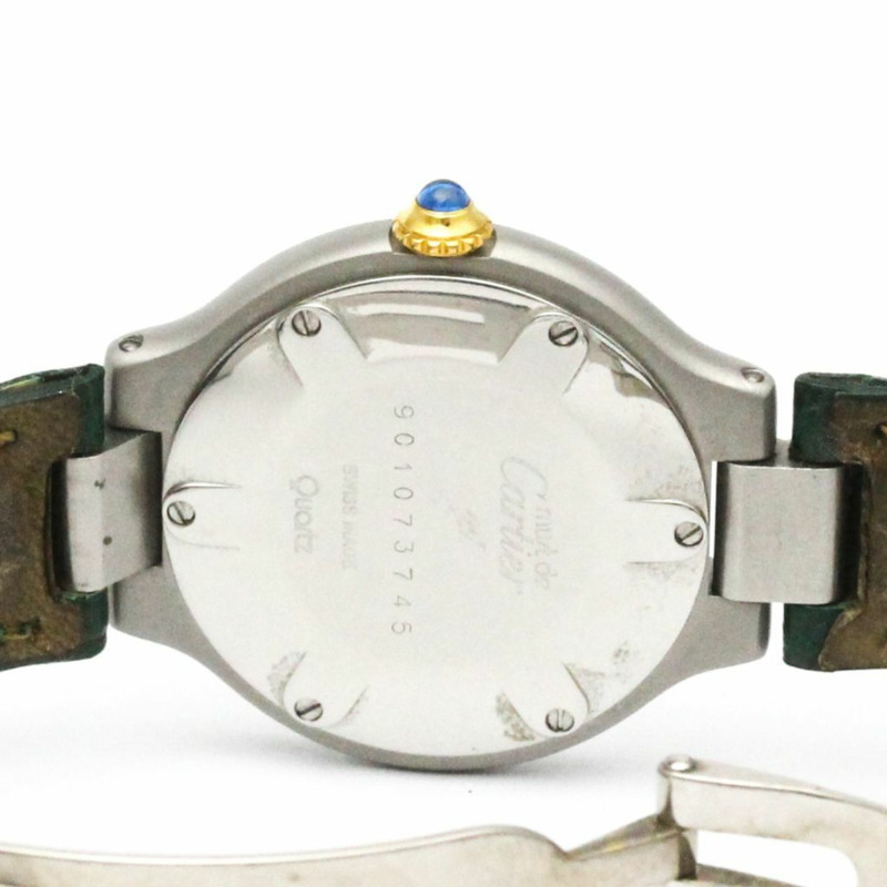 卡地亞 Must 21 鍍金精鋼皮革石英女士腕錶-6