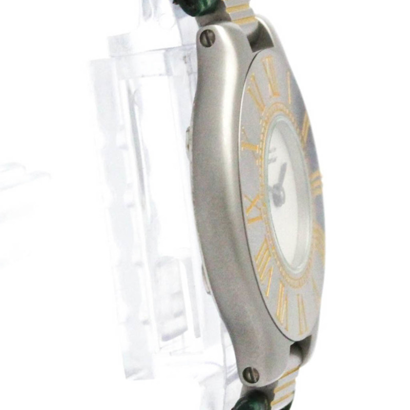 卡地亞 Must 21 鍍金精鋼皮革石英女士腕錶-8