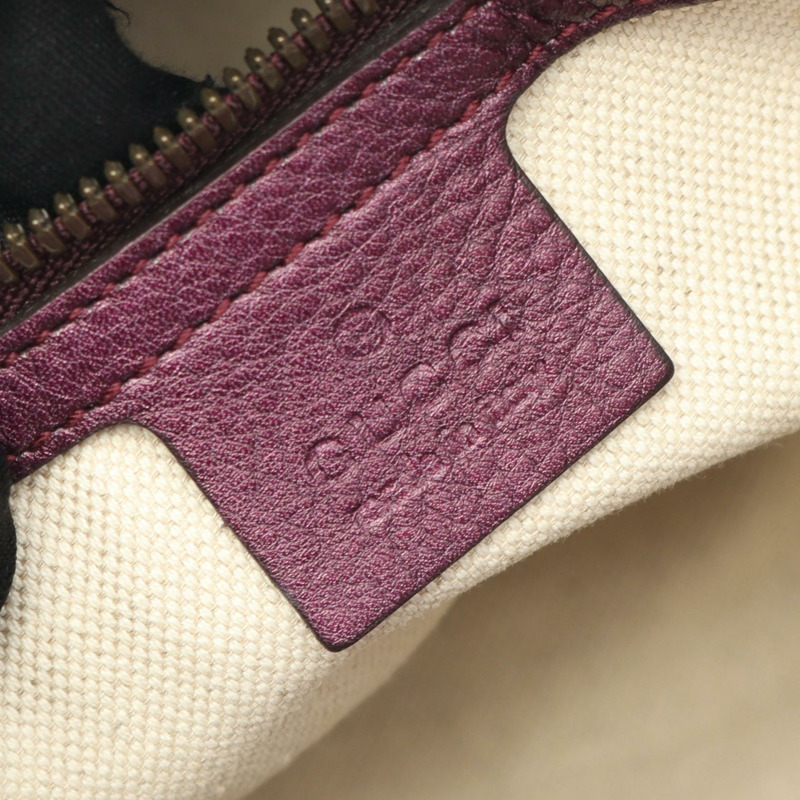 GUCCI 竹節購物袋 中型托特斜背包 323660 皮革 紫色 二手-3