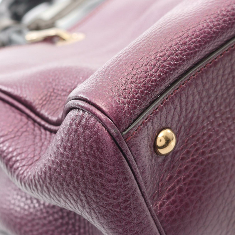 GUCCI 竹節購物袋 中型托特斜背包 323660 皮革 紫色 二手-5