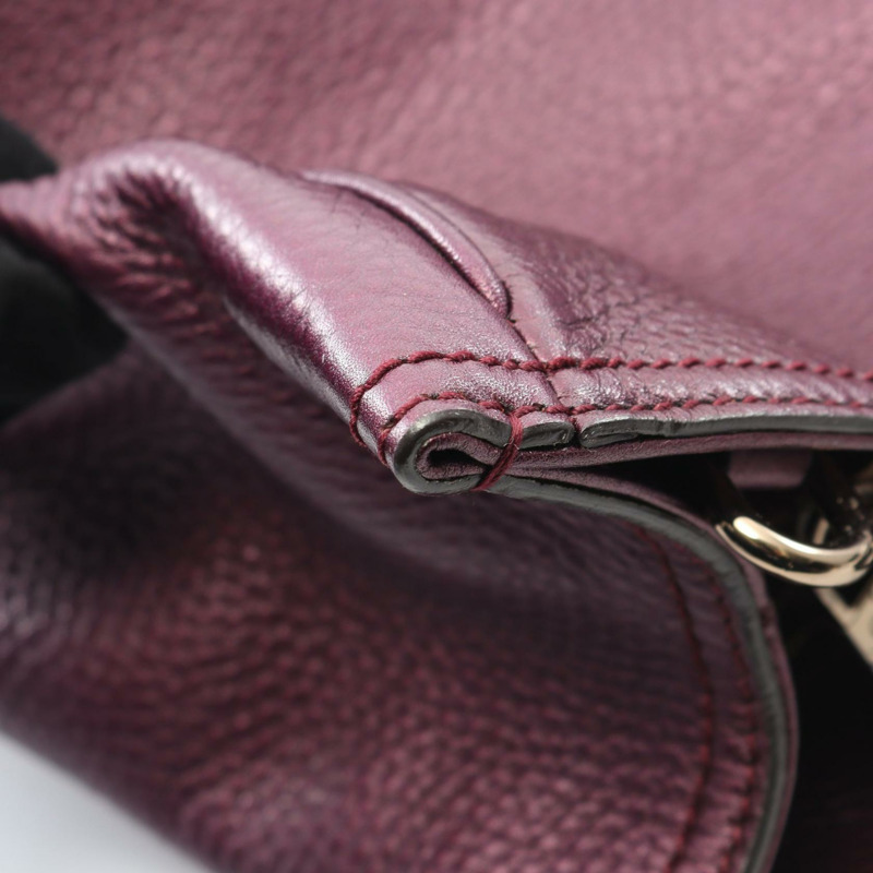 GUCCI 竹節購物袋 中型托特斜背包 323660 皮革 紫色 二手-6