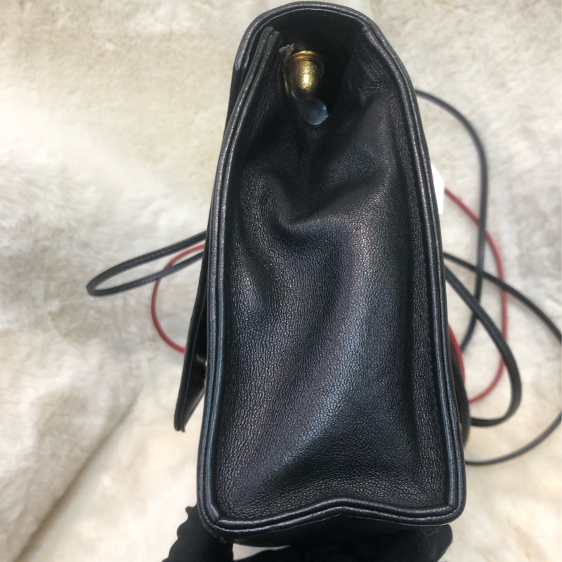 Chanel 中古紅黑菱格索繩單肩包 XC034-3