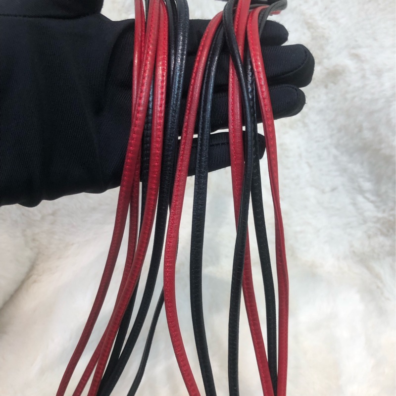 Chanel 中古紅黑菱格索繩單肩包 XC034-7