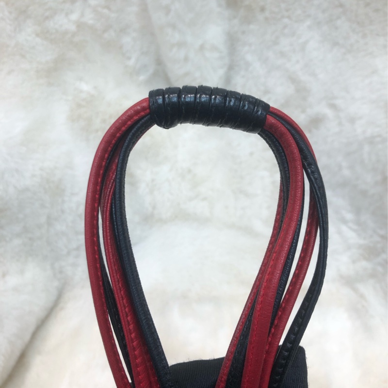 Chanel 中古紅黑菱格索繩單肩包 XC034-8