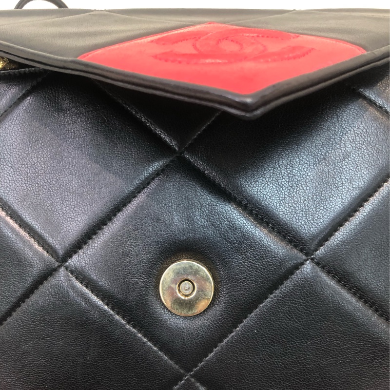 Chanel 中古紅黑菱格索繩單肩包 XC034-12
