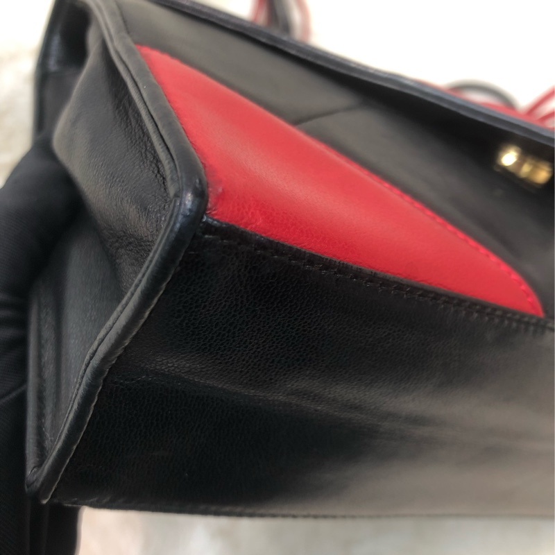 Chanel 中古紅黑菱格索繩單肩包 XC034-15