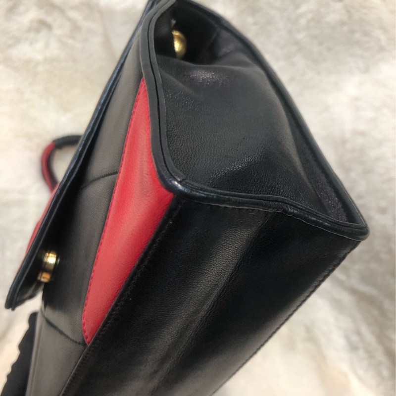 Chanel 中古紅黑菱格索繩單肩包 XC034-18