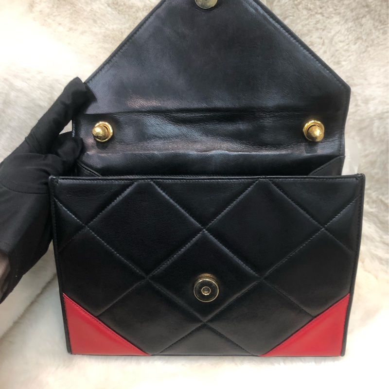 Chanel 中古紅黑菱格索繩單肩包 XC034-20