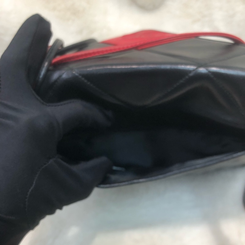 Chanel 中古紅黑菱格索繩單肩包 XC034-23