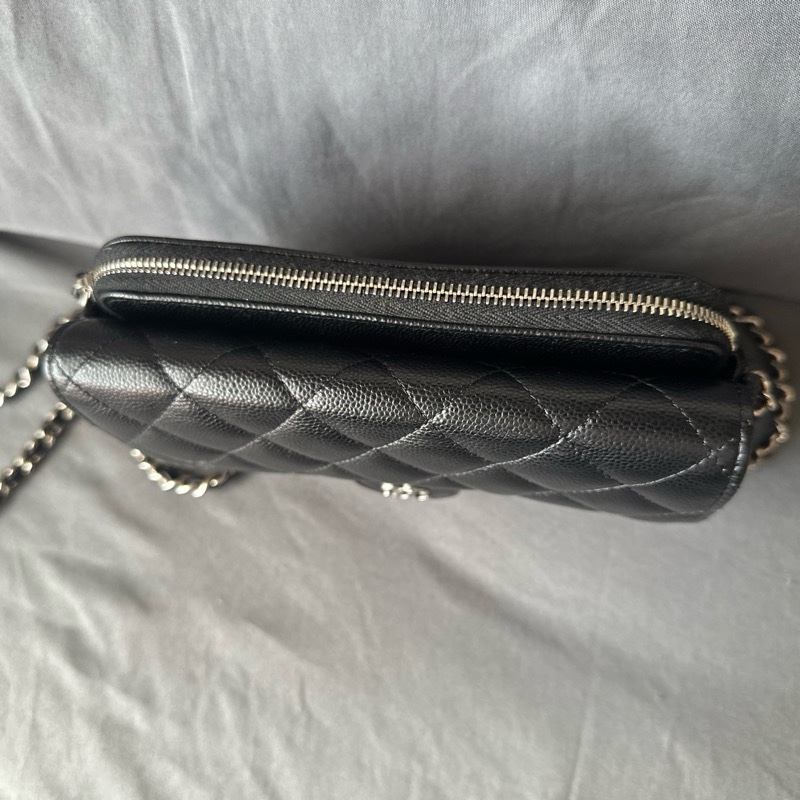 CHANEL AP2096C 黑銀色 魚子醬皮鏈帶二合一手機包|狀況良好|百搭實用-4