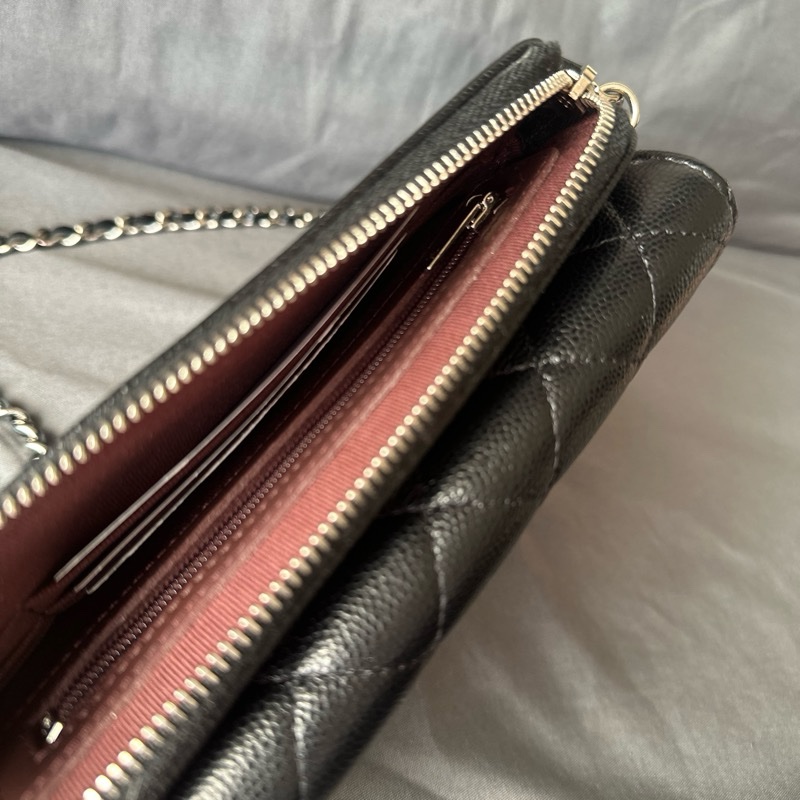 CHANEL AP2096C 黑銀色 魚子醬皮鏈帶二合一手機包|狀況良好|百搭實用-5