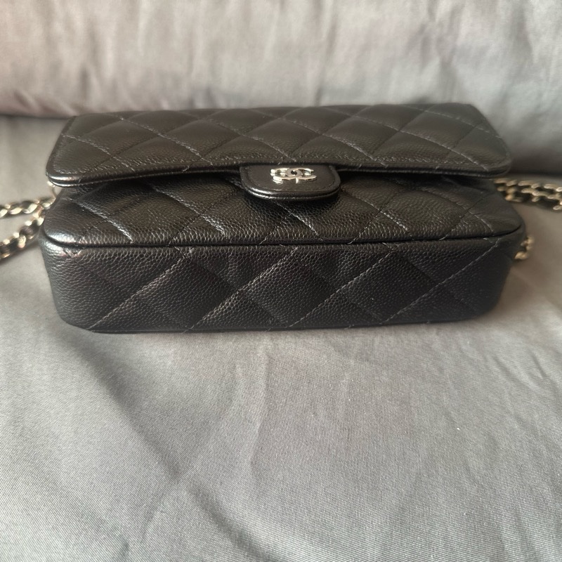 CHANEL AP2096C 黑銀色 魚子醬皮鏈帶二合一手機包|狀況良好|百搭實用-6