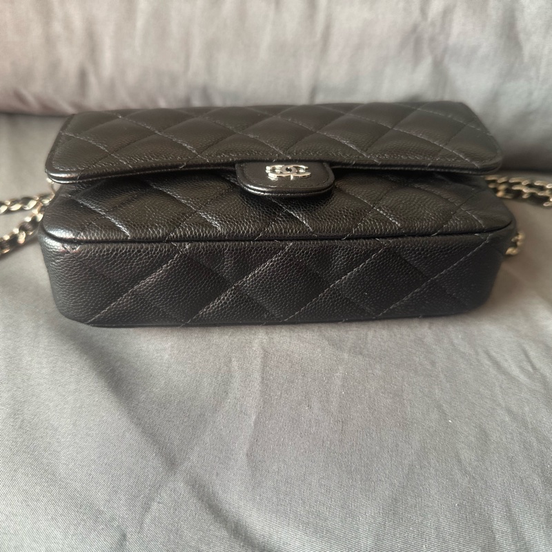 CHANEL AP2096C 黑銀色 魚子醬皮鏈帶二合一手機包|狀況良好|百搭實用-9