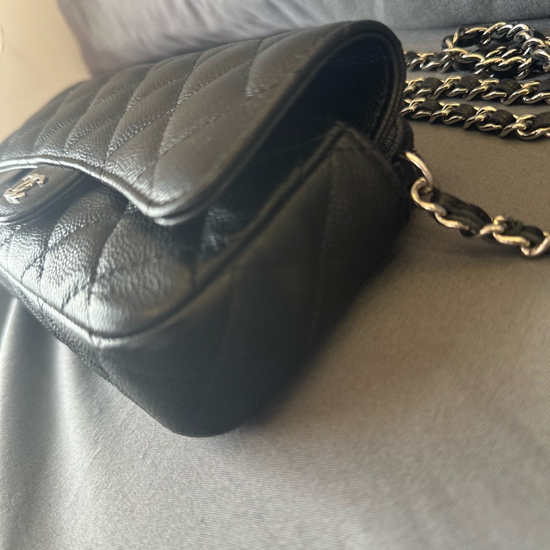 CHANEL AP2096C 黑銀色 魚子醬皮鏈帶二合一手機包|狀況良好|百搭實用-10