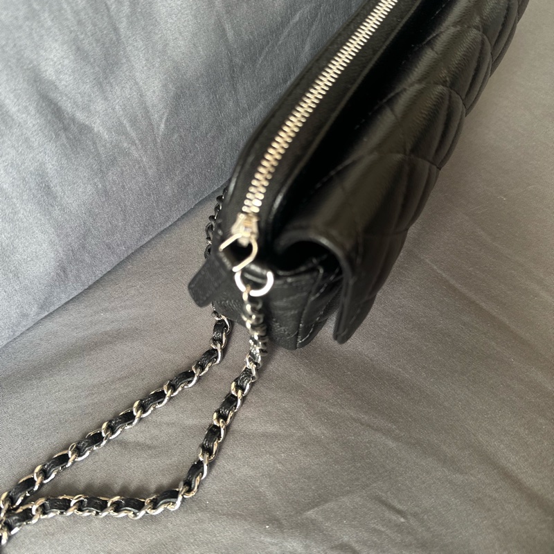 CHANEL AP2096C 黑銀色 魚子醬皮鏈帶二合一手機包|狀況良好|百搭實用-15