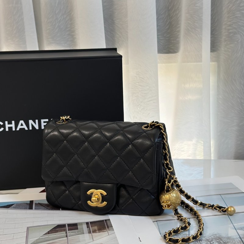 CHANEL 經典口蓋包方胖子 17 - 金球黑金-3