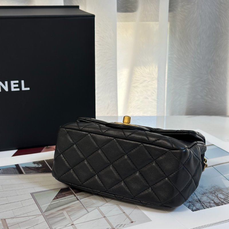 CHANEL 經典口蓋包方胖子 17 - 金球黑金-5