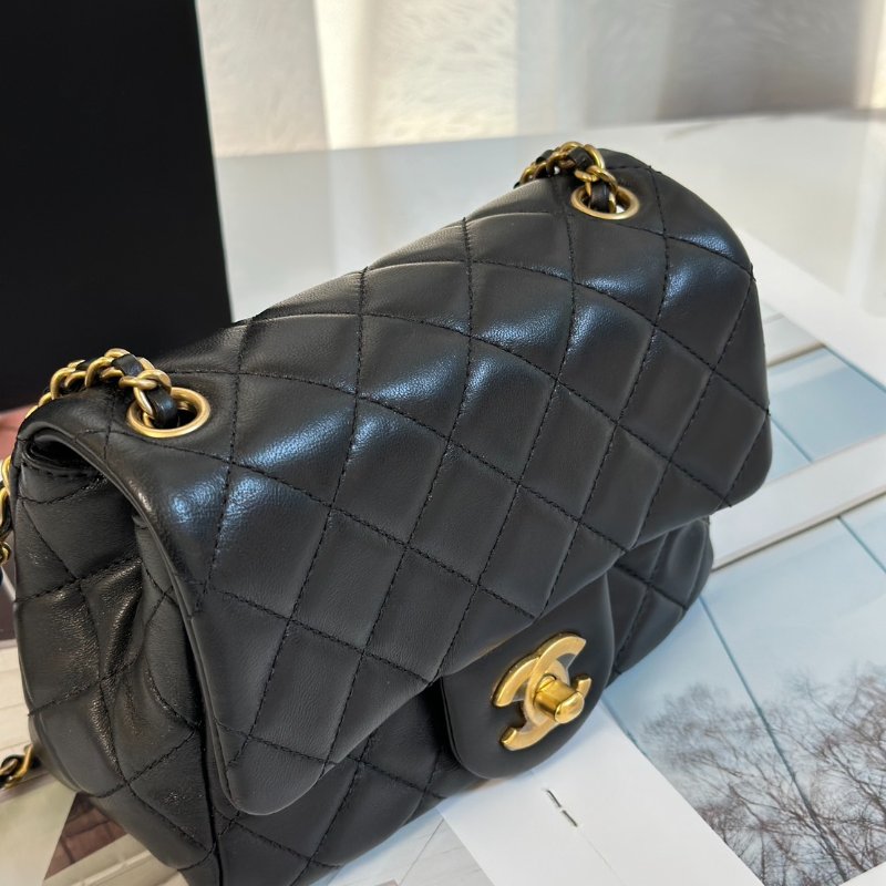 CHANEL 經典口蓋包方胖子 17 - 金球黑金-7