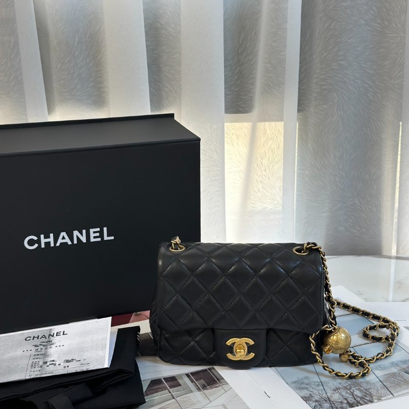 CHANEL 經典口蓋包方胖子 17 - 金球黑金-9