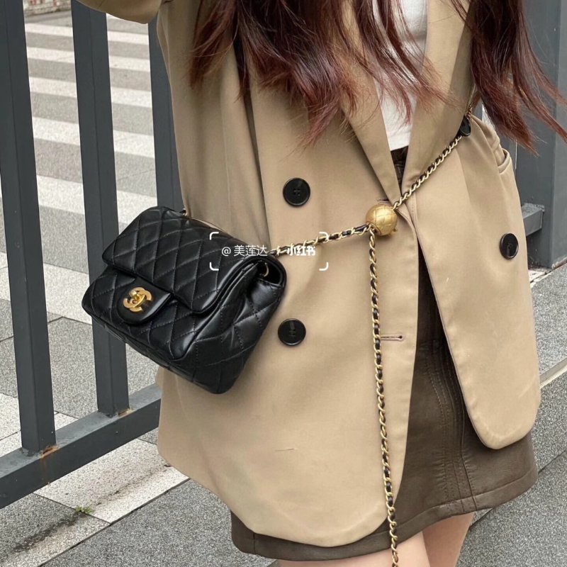 CHANEL 經典口蓋包方胖子 17 - 金球黑金-11