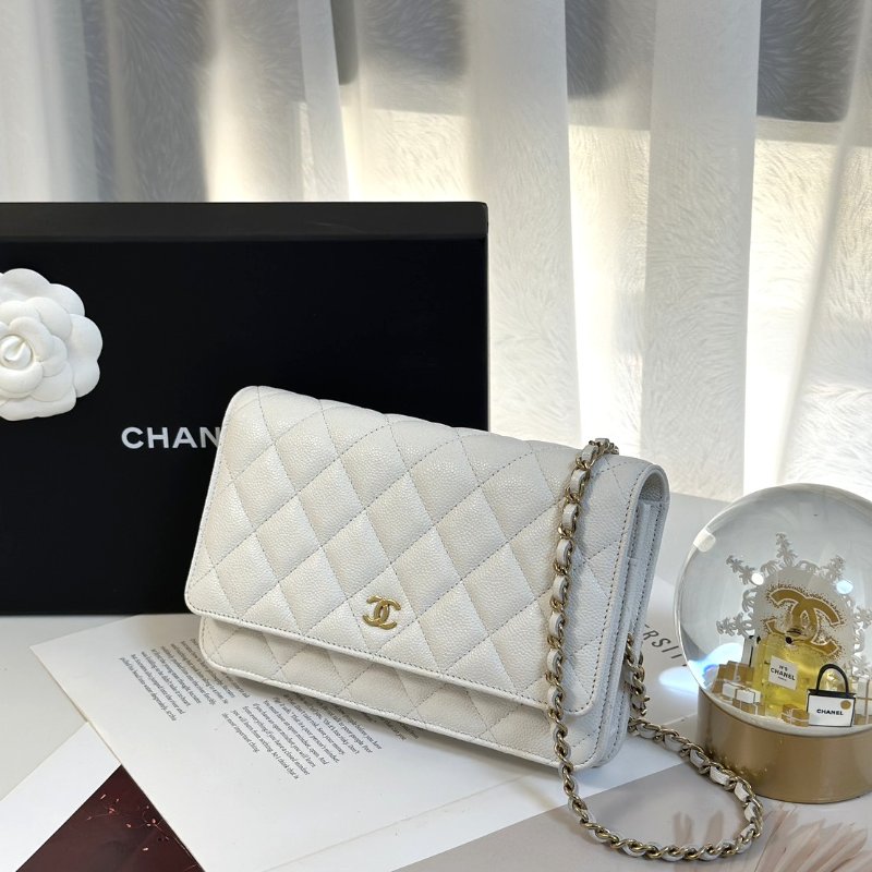 CHANEL 經典粒面牛皮WOC - 白金-3