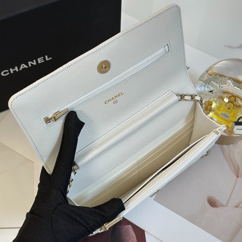 CHANEL 經典粒面牛皮WOC - 白金-4