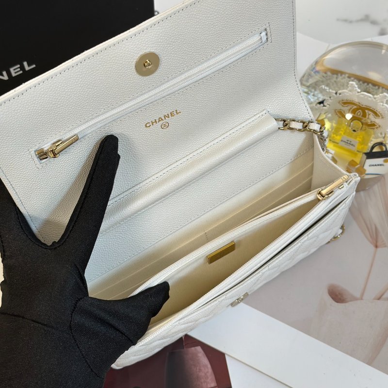 CHANEL 經典粒面牛皮WOC - 白金-5