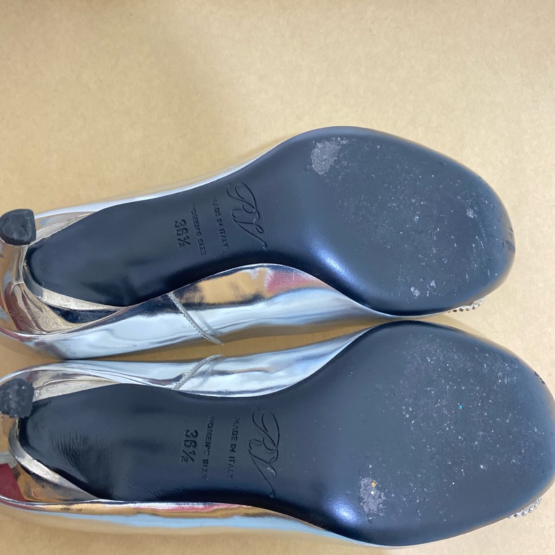 Roger Viver BELLE DE NUIT T.65 BUCKLE STRASS 5ES ARGENTO 女鞋 高跟鞋 7公分 36.5號 銀色 9成新-2