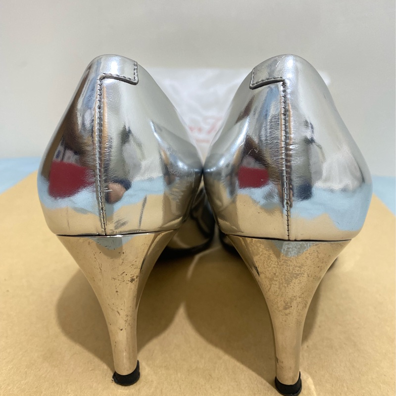 Roger Viver BELLE DE NUIT T.65 BUCKLE STRASS 5ES ARGENTO 女鞋 高跟鞋 7公分 36.5號 銀色 9成新-4