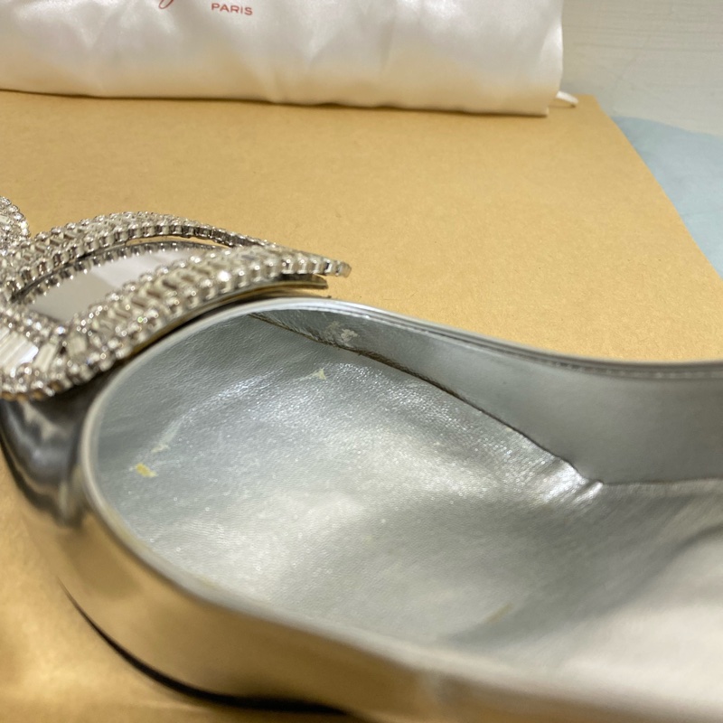 Roger Viver BELLE DE NUIT T.65 BUCKLE STRASS 5ES ARGENTO 女鞋 高跟鞋 7公分 36.5號 銀色 9成新-6
