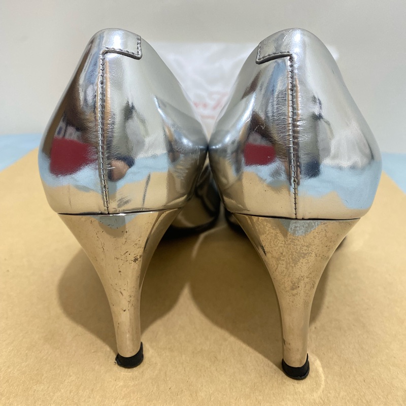 Roger Viver BELLE DE NUIT T.65 BUCKLE STRASS 5ES ARGENTO 女鞋 高跟鞋 7公分 36.5號 銀色 9成新-9