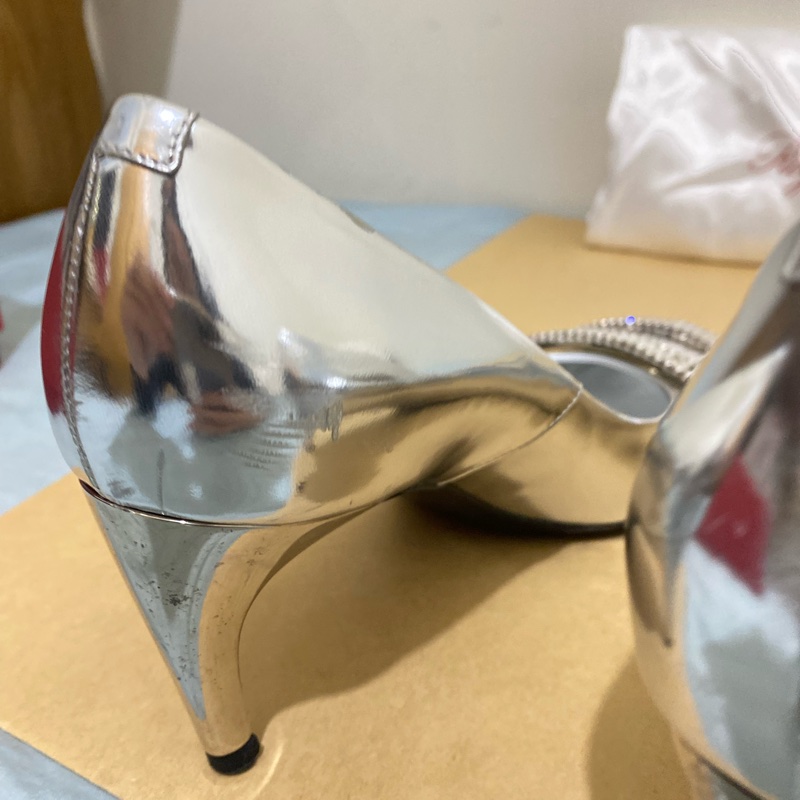 Roger Viver BELLE DE NUIT T.65 BUCKLE STRASS 5ES ARGENTO 女鞋 高跟鞋 7公分 36.5號 銀色 9成新-11
