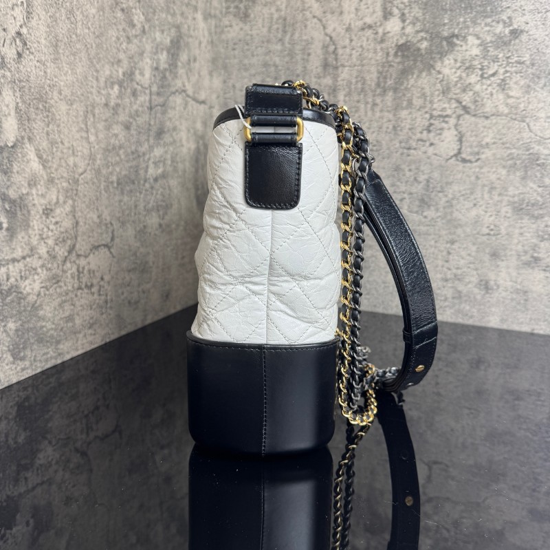 CHANEL 流浪包大號 黑拼白色-4