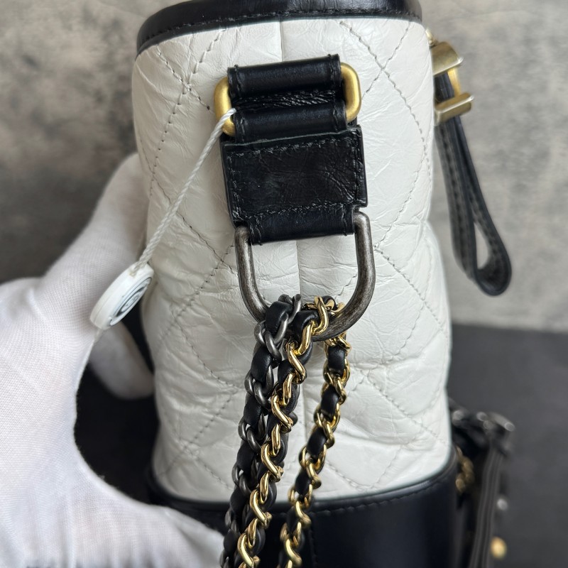 CHANEL 流浪包大號 黑拼白色-16