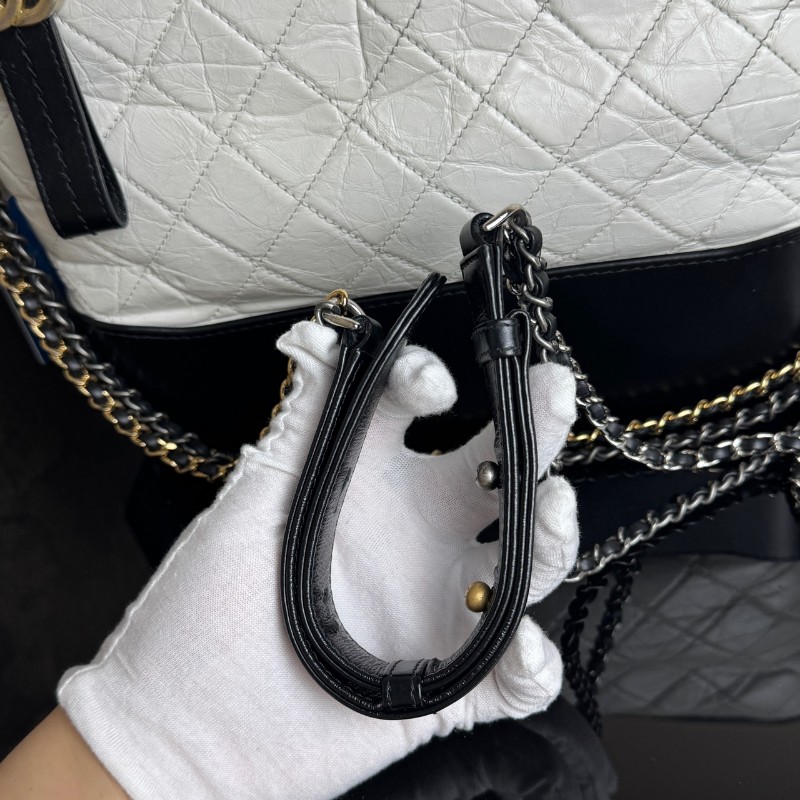 CHANEL 流浪包大號 黑拼白色-29