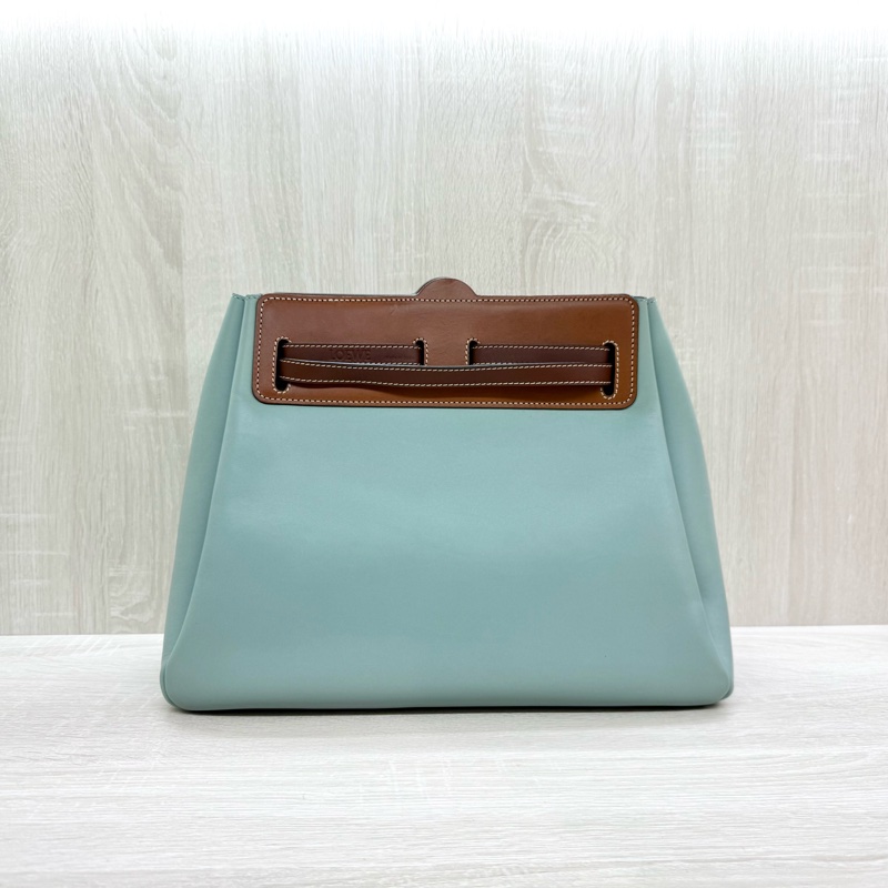 LOEWE淺綠牛皮拚棕綁結造型LAZO肩背包-1