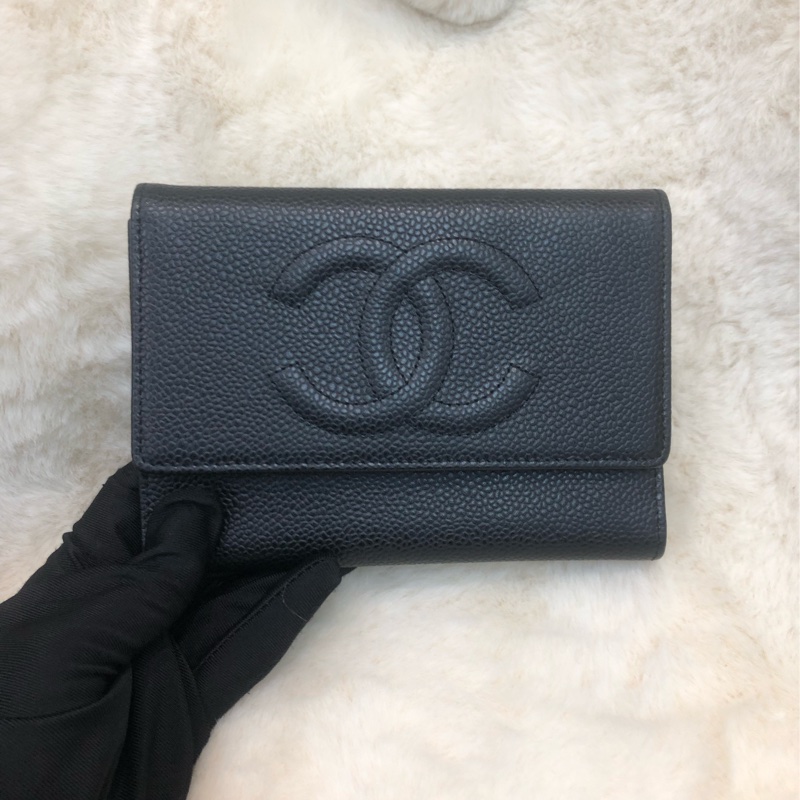 Chanel 荔枝牛皮中長夾 XB821-0