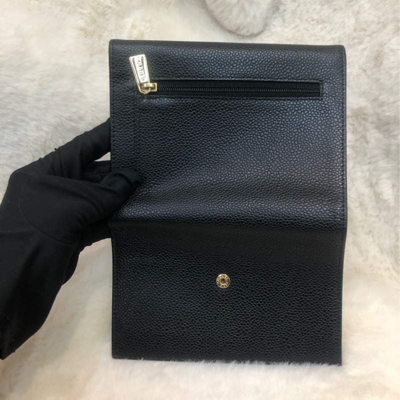 Chanel 荔枝牛皮中長夾 XB821-7