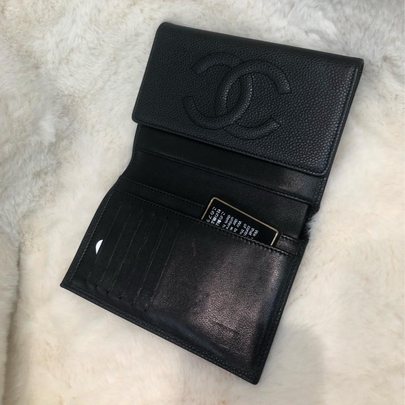 Chanel 荔枝牛皮中長夾 XB821-13