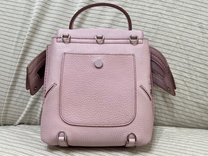 tods 櫻花粉色荔枝皮中號 wave 大嘴包-1