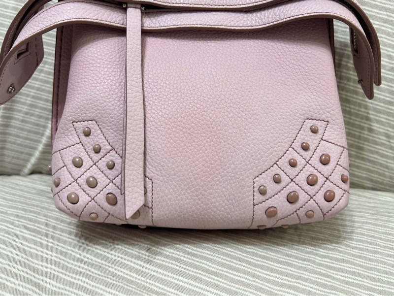tods 櫻花粉色荔枝皮中號 wave 大嘴包-2